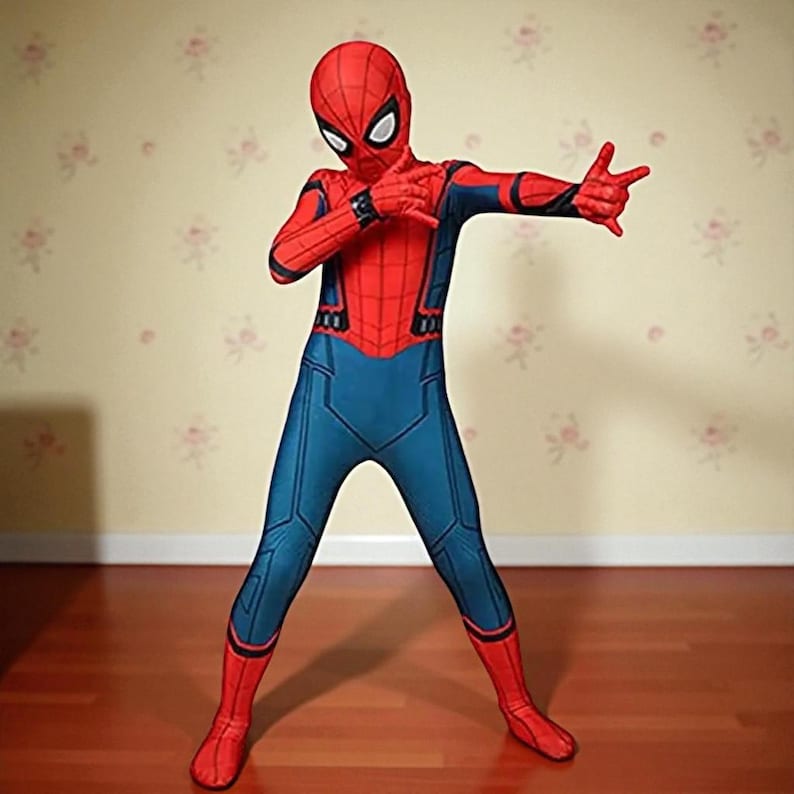 Spiderman Cosplay-dräkt | Superhjältedräkt för barn | Tobey Maguire Zentai Jumpsuit för fest bild 1