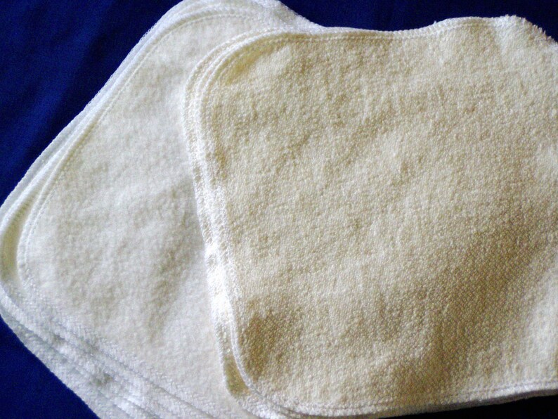 Single Layer Baby Wipes Mixed Set of Bamboo Fleece and Hemp French Terry, Organic Washcloths, Set of 10 8x8 20x20cm Pick your edge color image 3