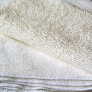 Single Layer Baby Wipes Mixed Set of Bamboo Fleece and Hemp French Terry, Organic Washcloths, Set of 10 8x8 20x20cm Pick your edge color image 2