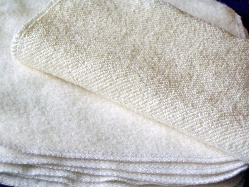 Single Layer Baby Wipes Mixed Set of Bamboo Fleece and Hemp French Terry, Organic Washcloths, Set of 10 8x8 20x20cm Pick your edge color image 2