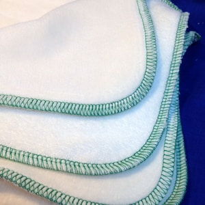 Double Layer Bamboo Velour and Terry Washcloth, 8x8&quot; (20x20cm) Set of 4, Sensitive Skin, Baby Wipe, Oil Cleansing Cloth, Pick the edge color