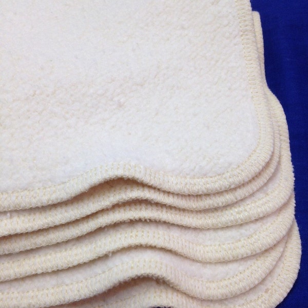 Hemp Fleece Face Wipes, Organic Washcloths, Set of 4, 10x10" (25x25cm), Hemp Wipes, You pick the edge color