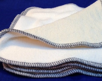 Bamboo Fleece and Hemp French Terry Double Layer Wipes, 8x8" (20x20cm) set of 4, Organic Oil Cleansing Washcloths, Pick the edge color!