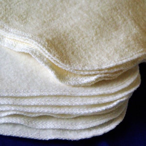 Single Layer Baby Wipes Mixed Set of Bamboo Fleece and Hemp French Terry, Organic Washcloths, Set of 10 8x8 20x20cm Pick your edge color image 1