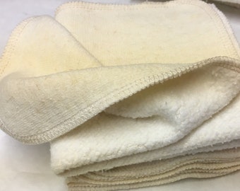 Bamboo Hemp Fleece Baby Wipes, 7x7" (18x18cm) Set of 6, Organic Washcloths, Dishcloths, Pick the edge color