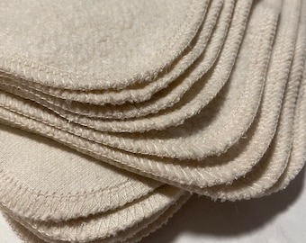 Lingettes en polaire de chanvre biologique, 20 x 20 cm (8 x 8 po.), lavettes en chanvre, chiffon démaquillant à l'huile, choisissez la couleur du bord et la taille