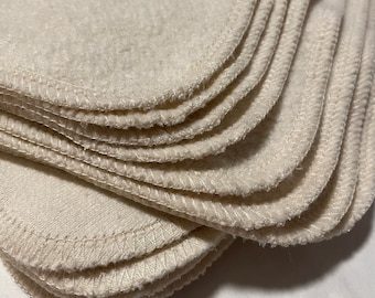 Organic Hemp Fleece Wipes, 8x8" (20x20cm), Hemp Dishcloths, Oil Cleansing Cloth, Pick the edge color and set size