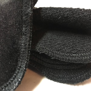 Black Makeup Remover Pads, Double Layer Bamboo Velour and Hemp French Terry, Set of 14, 2.5x3.5&quot; (7x9cm), Organic Cosmetic Pouf