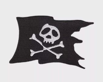 Skull and Crossbones Pirate FLAG Iron On Patch Sew on Transfer