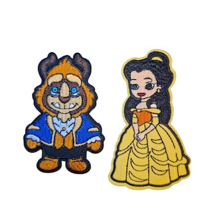Beauty and the Beast Belle & Beast Iron-On Patch: Sew-On Transfer Badge Twin Pack