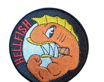 Simpson-inspirerad Flying Hell-fisk Stryk-på-lapp Sy-på-överföring
