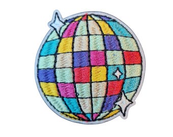 Disko Kugel - Bügelbild zum Aufnähen Retro