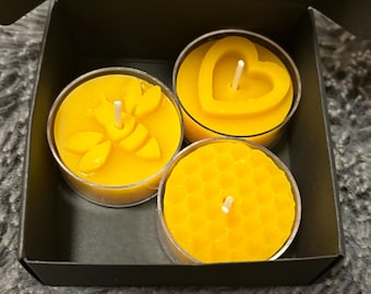 Tealight in cera d'api con motivo