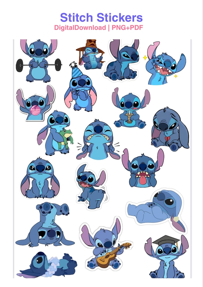 Stitch Type Sticker Stitch Stickers | Cute Printable Stickers | Digital Download | Planner ...