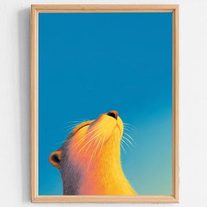 Otter Illustration – Downloadable Poster, Wall Decor, Retro Poster, Designer Poster, Digital Poster, Colorful Poster