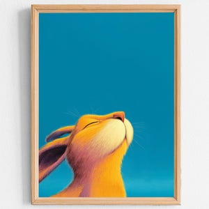Rabbit Illustration – Downloadable Poster, Wall Decor, Retro Poster, Designer Poster, Digital Poster, Colorful Poster