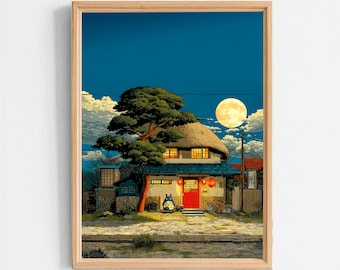Totoro Studio Ghibli – Downloadable Poster, Wall Decor, Illustration, Japanese Poster, Digital Poster, Ghibli Poster