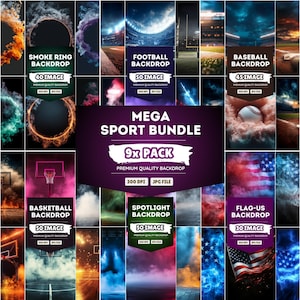 Sports Photography Backdrop Bundle: Smoke, Fog & Neon Overlays (Digital Download JPG Files)
