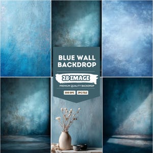 Blue Old Master Studio Background: Fine Art Photography Digital Backdrop