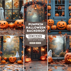 Digitale achtergrond Halloween: ballonboog, herfstfoto-achtergrond peuter, achtergrond pompoenstudio, Photoshop Prop