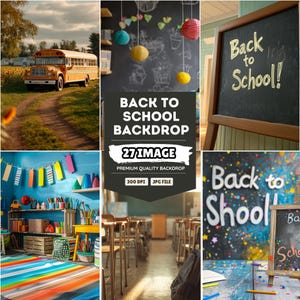 Back to School Art Studio Backdrop: Kindergarten Photo Background (Digital Download)