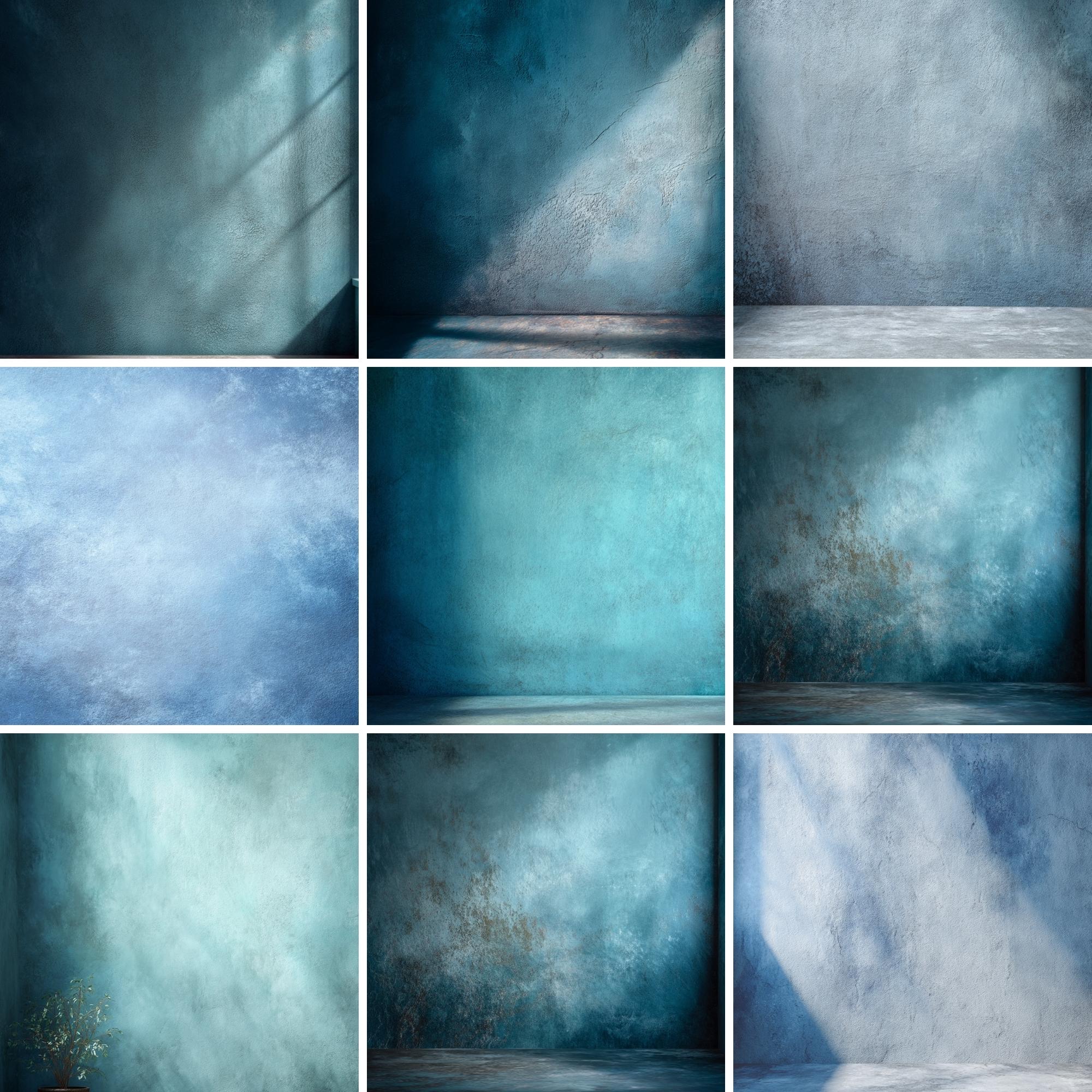 8x10ft Vintage Blue Abstract Photo Backdrop - Cotton Polyester Studio Background