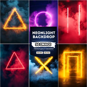 Sports Photography Digital Backdrop: Baseball, Basketball, Neon Lights (JPEG Download 300 DPI)