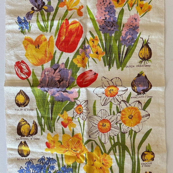 Vintage Bob Goryl Linen Kitchen/Tea Towel / Wall Hanging / Spring Bulbs | FL