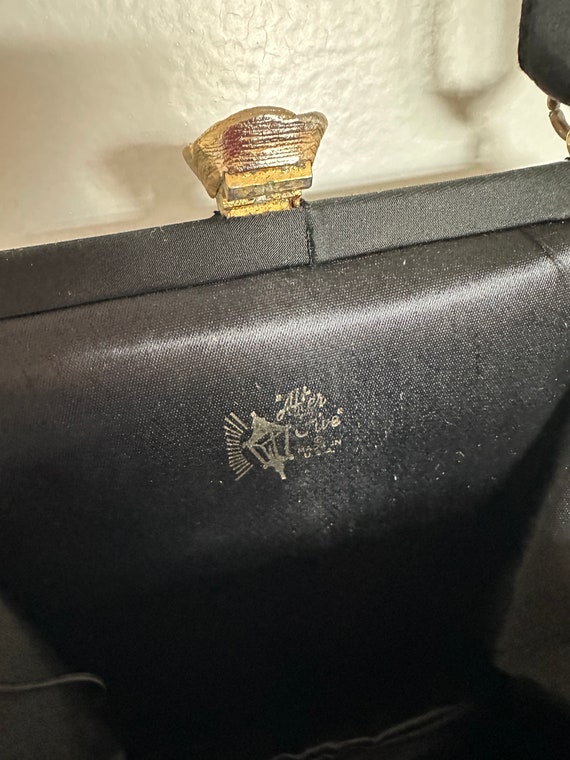Vintage Evening Black Handbag / After Five Satin … - image 8