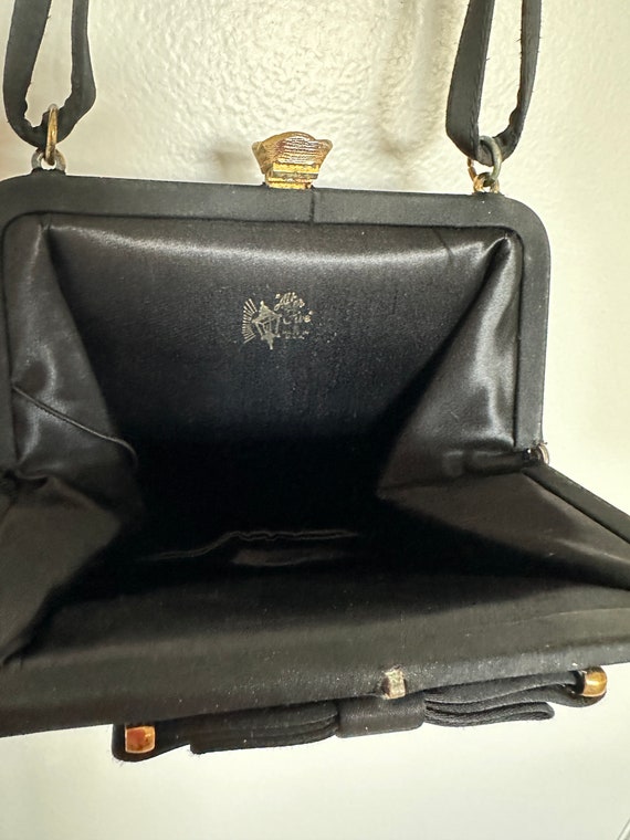 Vintage Evening Black Handbag / After Five Satin … - image 7