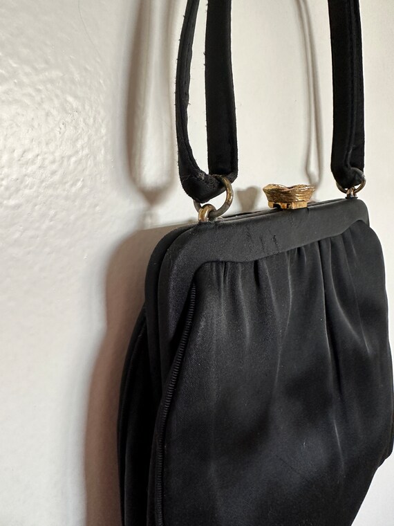 Vintage Evening Black Handbag / After Five Satin … - image 5