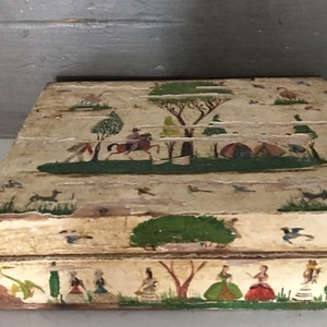 Salvador Corona Mexican Folk Artist (1895-1990) Hand Painted Box