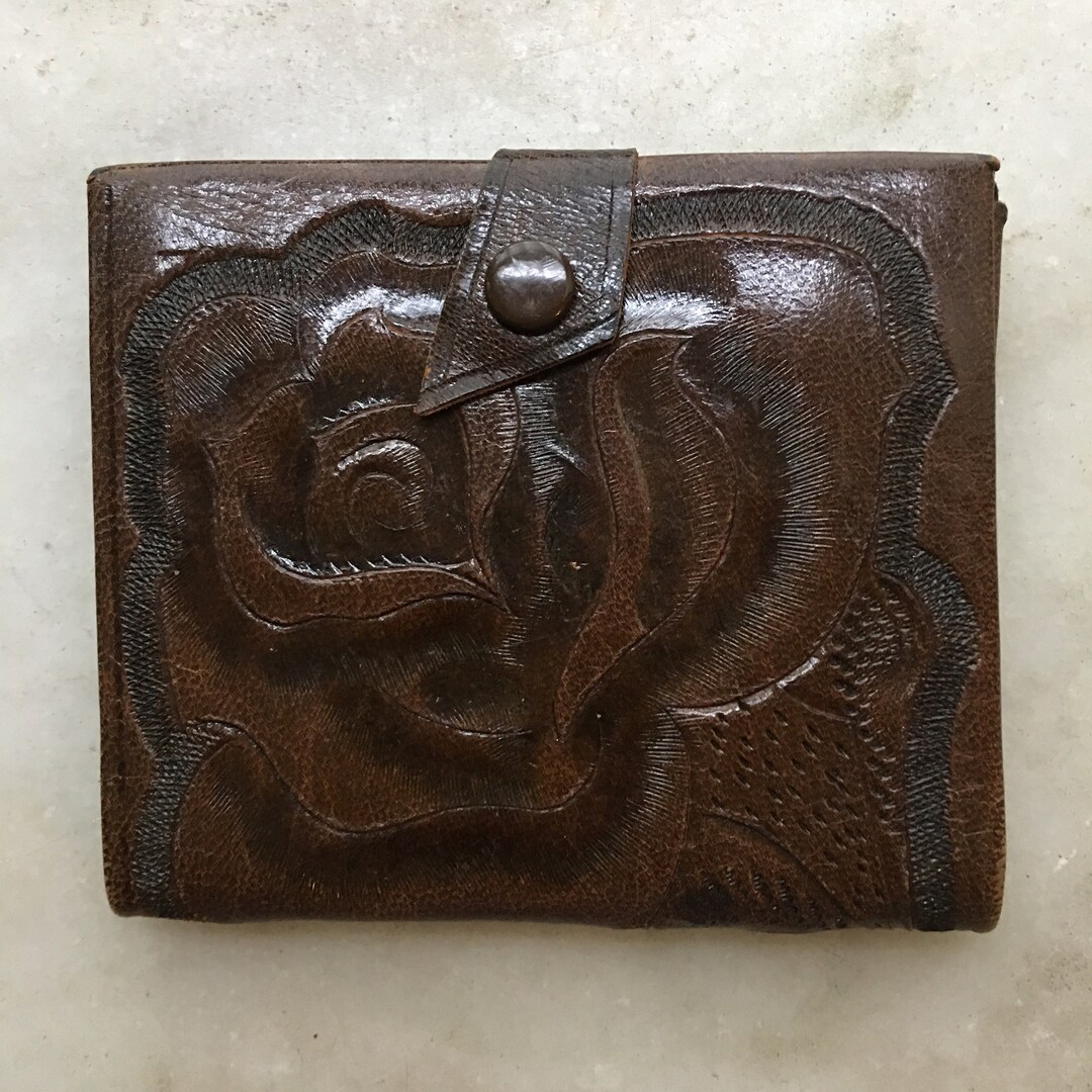 Embossed Leather Wallet / Brown Women's Wallet / Mexican Etsy