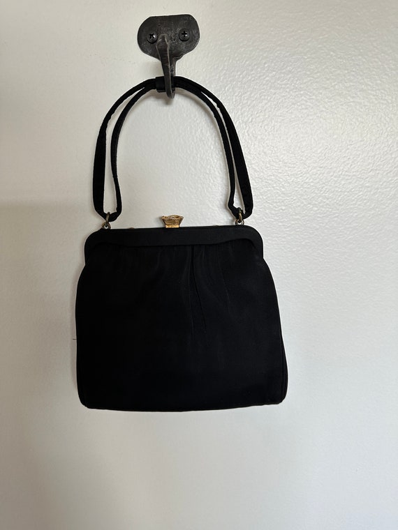 Vintage Evening Black Handbag / After Five Satin … - image 4