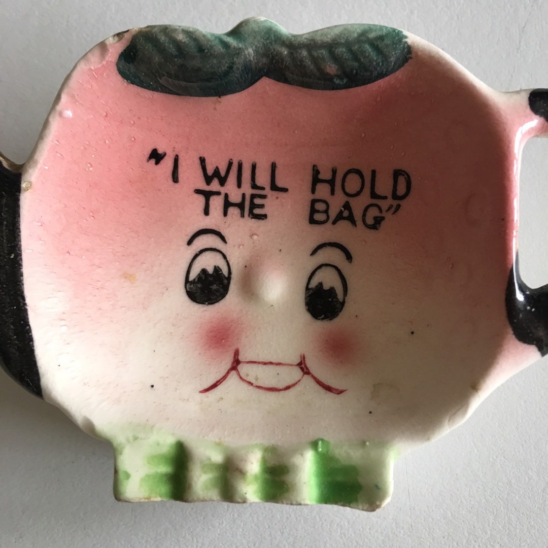 Vintage Teapot Tea Bag Holder Anthropomorphic Cute / Vintage Tea Bag