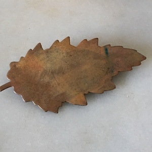 Vintage Signed Copper Leaf Brooch