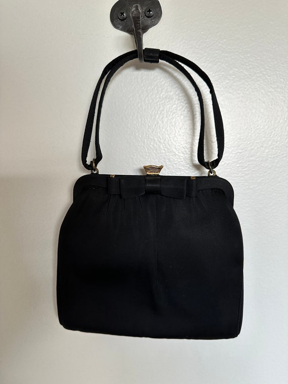 Vintage Evening Black Handbag / After Five Satin … - image 1
