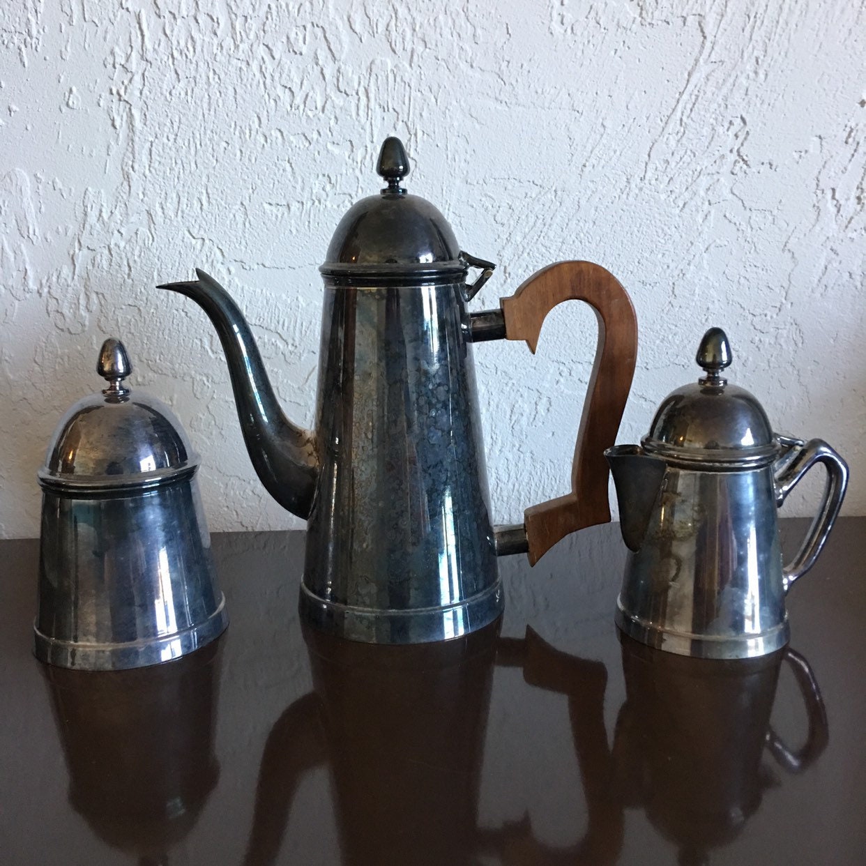 Vintage Brazilian Silver Plate Wolf Prata 90 Coffee Serving Set