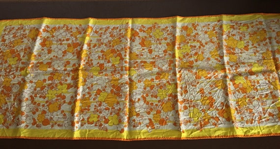 Vintage VERA Scarf Orange Yellow White Flowers | … - image 8