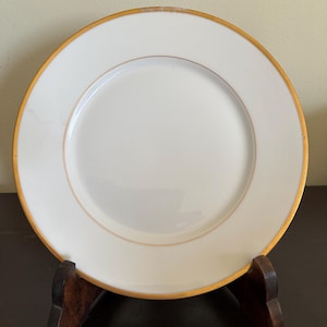 Vintage Limoges White Gold Rim Dinner Plates Set of Six | French Limoges 9.5&quot; Porcelain Plates