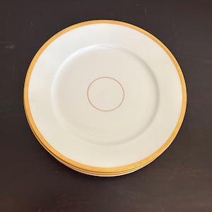 Vintage Limoges Wedding Ring Pattern White Gold Rim  Plates Set of Six | French Limoges 8.5&quot; Porcelain Plates