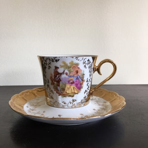 Vintage K&A Krautheim Selb Dresden Style Tea Cup and Saucer Made in Bavaria, Germany / Rialto