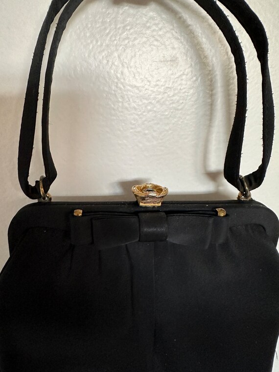 Vintage Evening Black Handbag / After Five Satin … - image 2