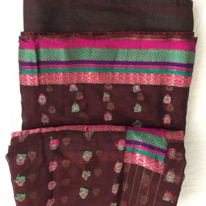 Vintage Silk Organza Indian Sari Fabric / Handwoven Silk Sari / Vintage Fabric