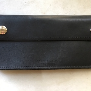 Cartera de cuero negro vintage / Cartera de cuero hecha en EE.UU.