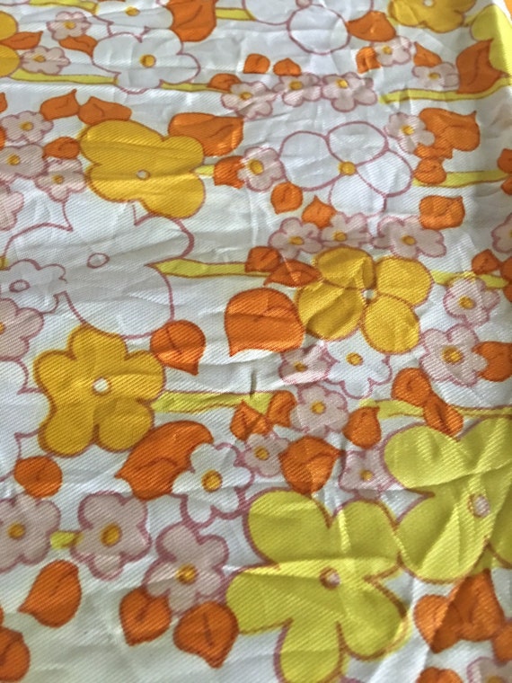 Vintage VERA Scarf Orange Yellow White Flowers | … - image 6