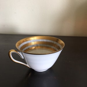 Vintage Freiberger Porzellan Fine Porcelain Demitasse Cup / Gold and Black 1950s GDR Modern Design Cup