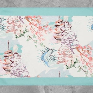 Japanese Pagoda Tea Towel: Organic Cotton Zen Kitchen Decor