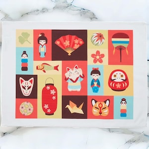 Kawaii Japanese Tea Towel: Organic Cotton Kitchen Linen