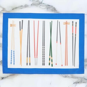 Japanese Chopsticks Tea Towel: Organic Cotton Kitchen Decor